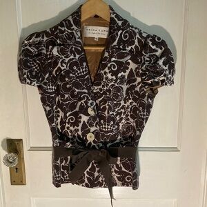 Trina Turk Brown Floral Women's Short Sleeve Blazer